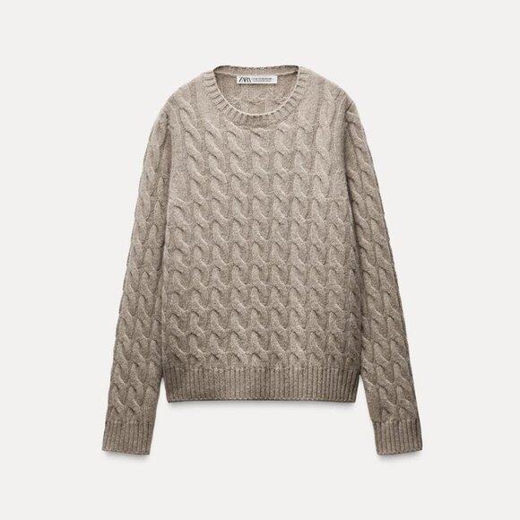 NWT ZARA CABLE-KNIT 100% CASHMERE SWEATER L - Picture 3 of 7
